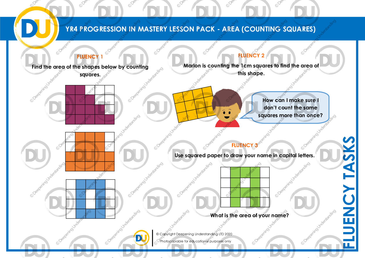 YR4 Progression In Mastery Pack 052 Area Counting Squares Planpanion
