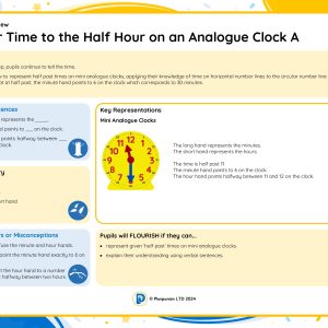 1M066A Master Time to the Half Hour on an Analogue Clock A
