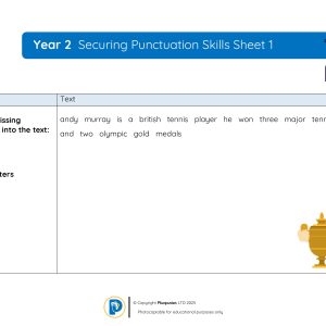 YR2 Securing Punctuation Skills Sheet 001