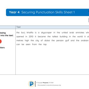 YR4 Securing Punctuation Skills Sheet 001