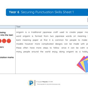 YR6 Securing Punctuation Skills Sheet 001