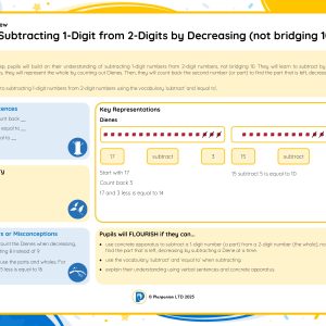 1M105A Master Subtracting 1-Digit from 2-Digits by Decomposing (not bridging 10) A